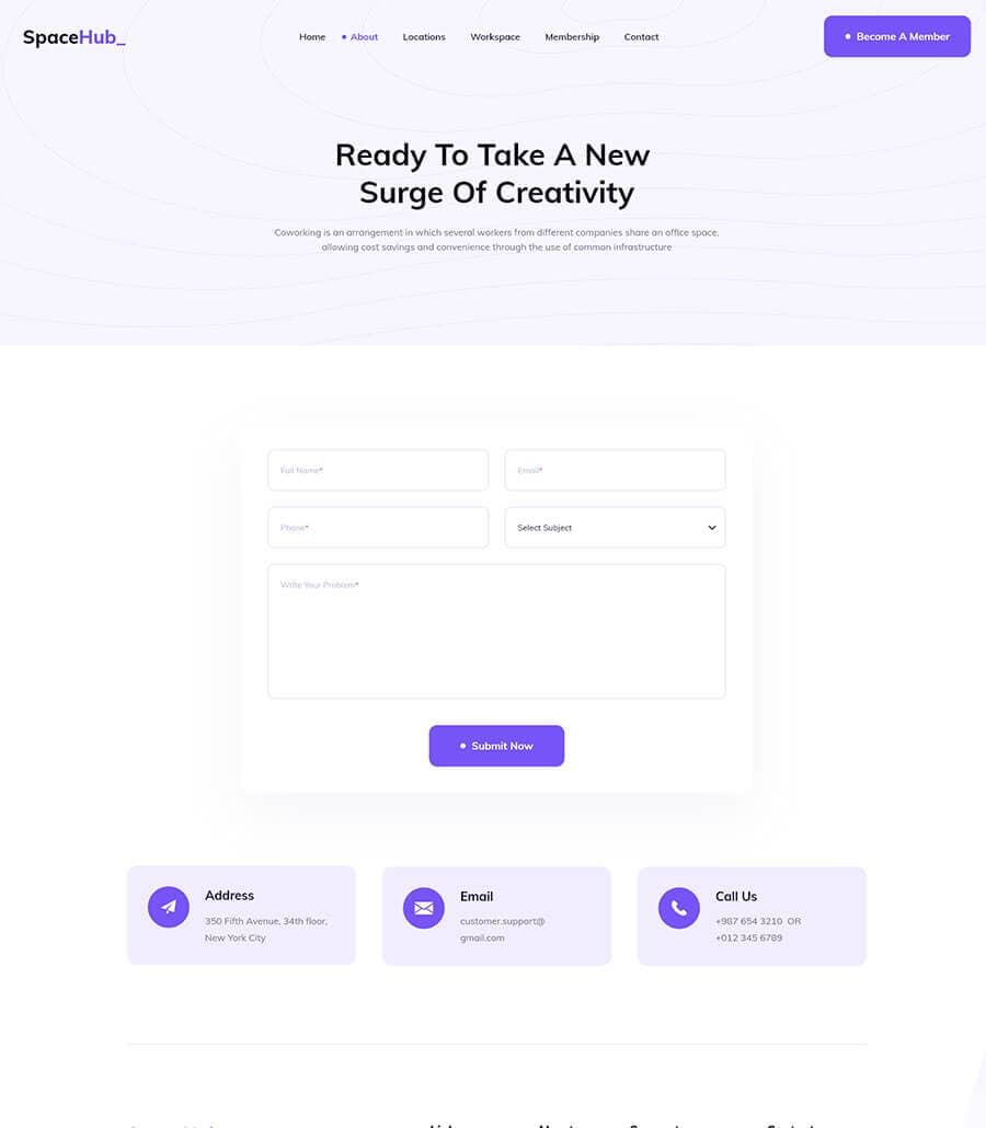 Space Hub Contact Page thumbnail